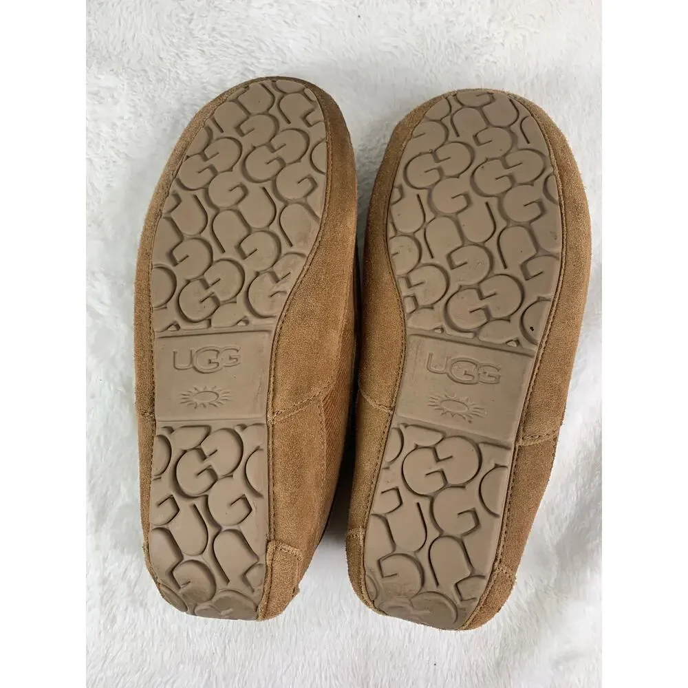 UGG Ascot Corduroy II Chestnut Suede Moccasin Slippers Men’s Size 10